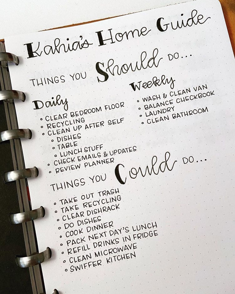 CHORE BULLET JOURNAL