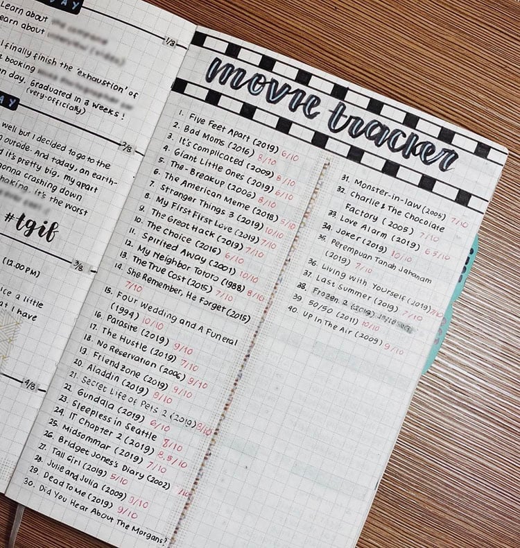 27 Movie Trackers for Your Bullet Journal - Beautiful Dawn Designs