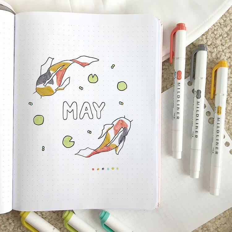 MAY BULLET JOURNAL COVER WITH KOI FISH