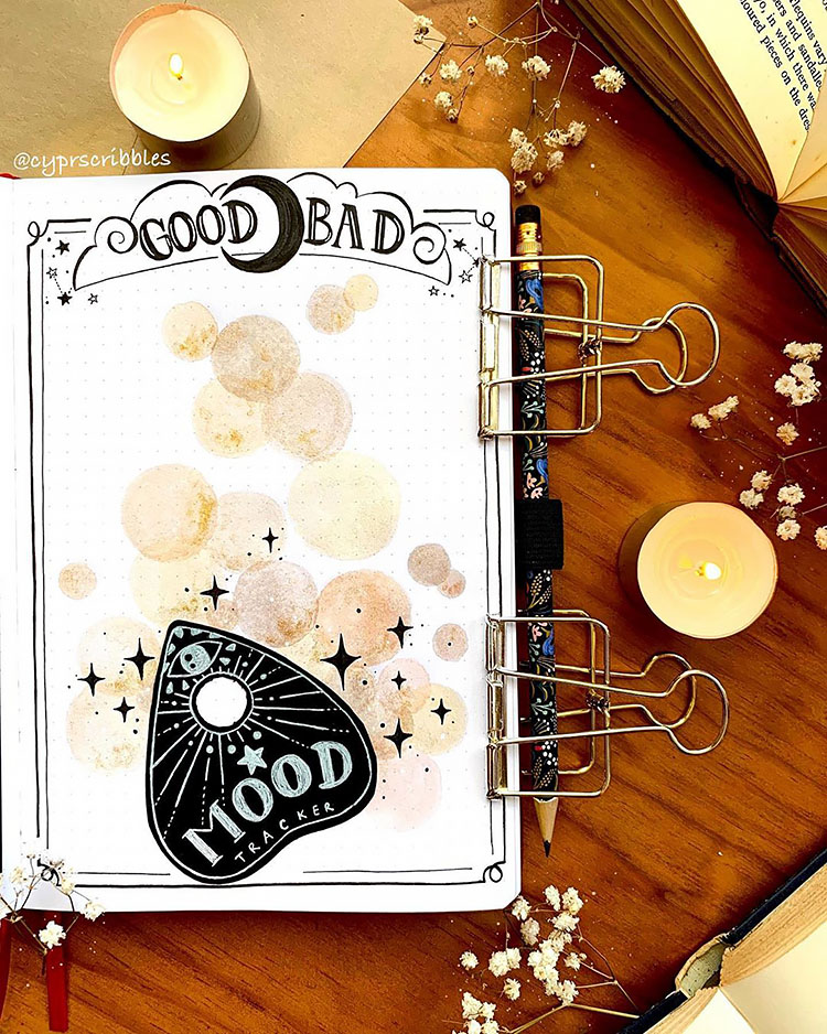 ouija board bullet journal spread