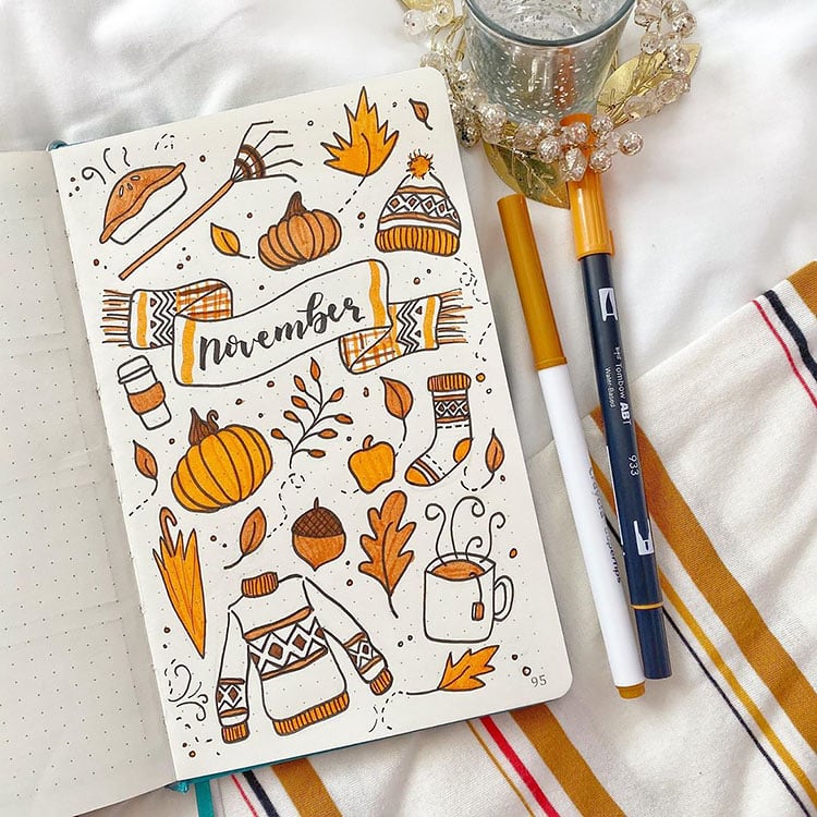 25 November Bullet Journal Ideas for Fall 2021 - Beautiful Dawn Designs