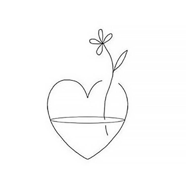 FLOWER IN HEART SIMPLE DRAWING