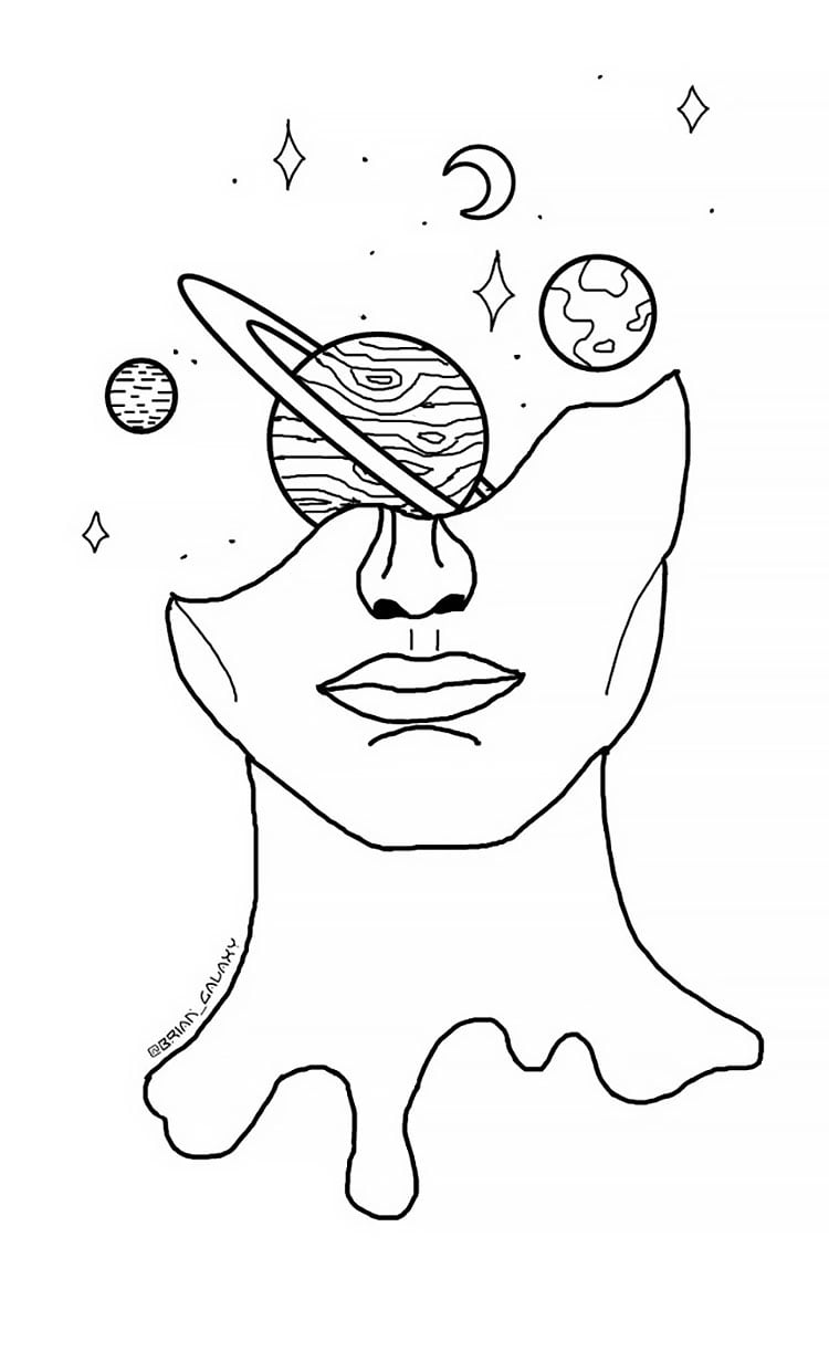 PLANETS IN HEAD EASY DRAWING IDEA