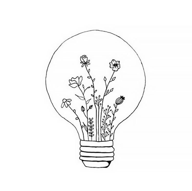 FLOWERS IN LIGHT BULB EASY DRAWING