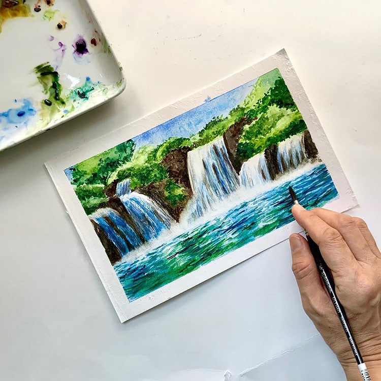 beautiful landscape watercolor painting