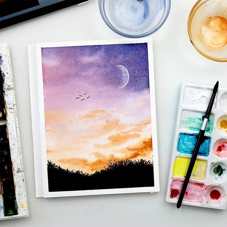 44 Easy Watercolor Landscape Painting Ideas - Beautiful Dawn Designs