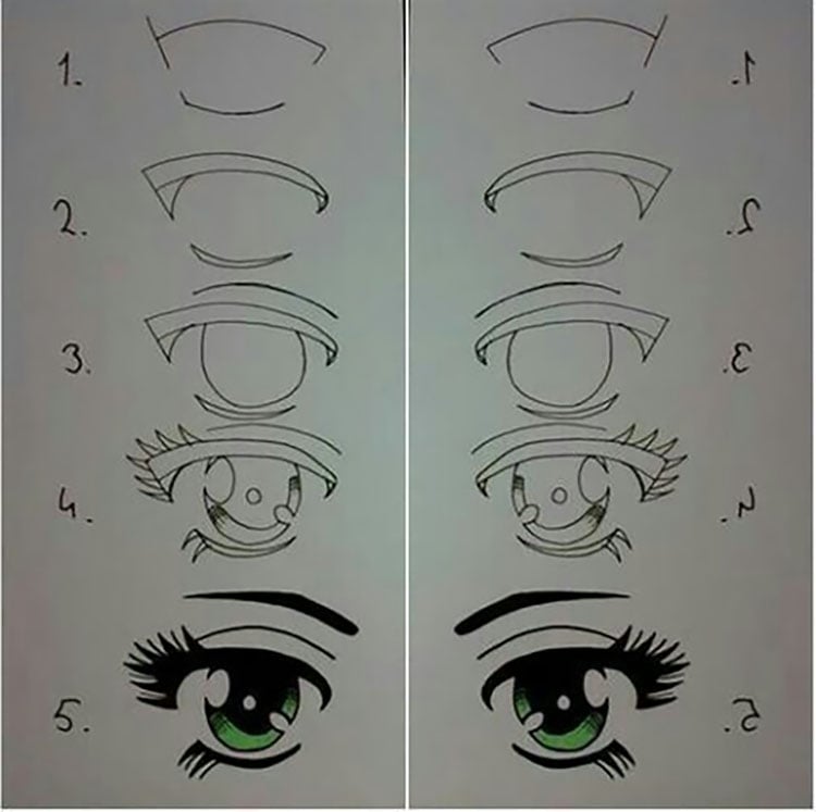 GREEN ANIME EYES DRAWING