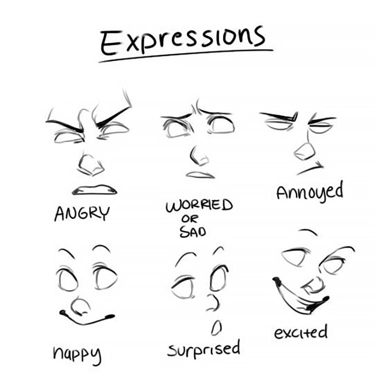 20 Cartoon Character Facial Expression Drawings Beautiful Dawn Designs