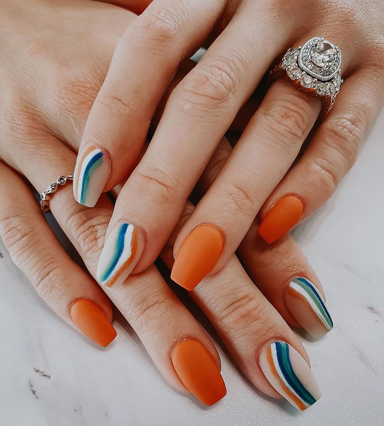 orange and blue nails