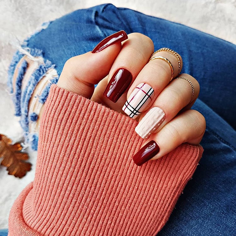 plaid nails