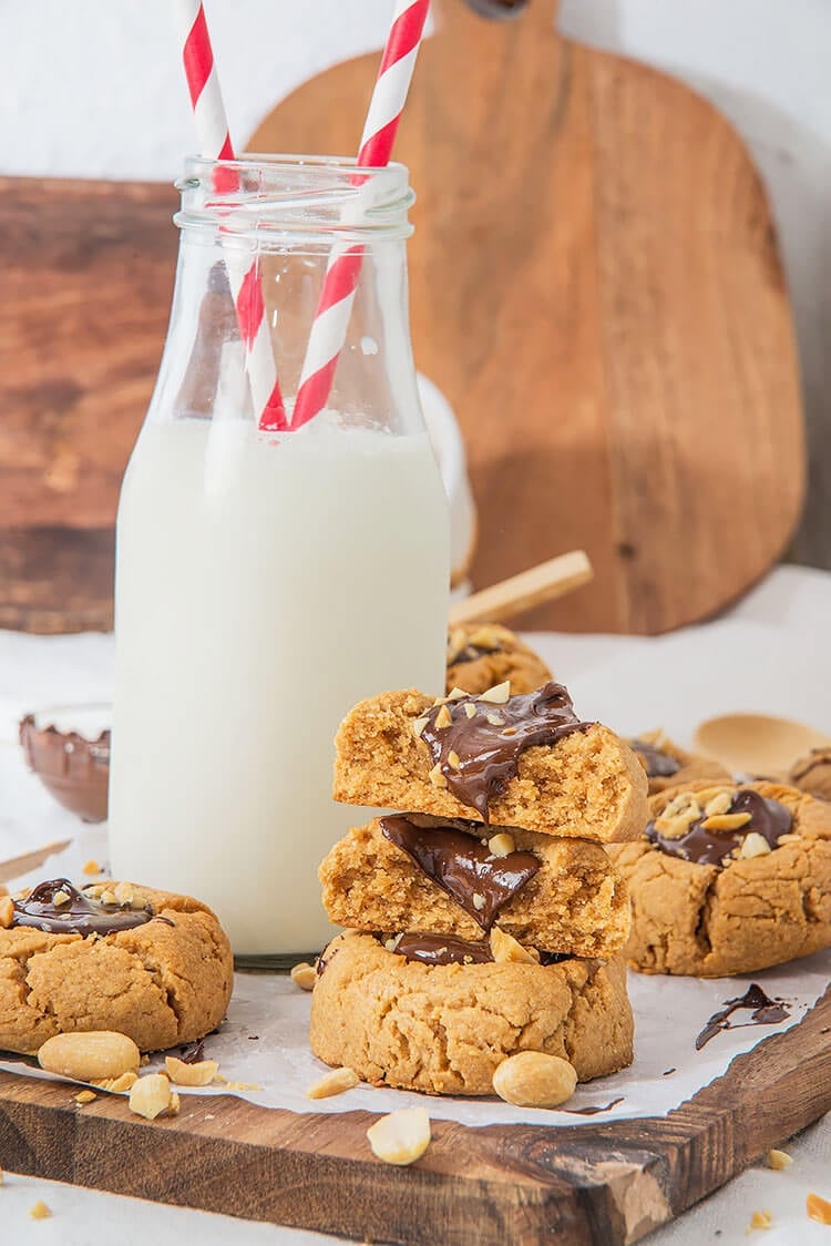 peanut butter chocolate thumbprint cookies