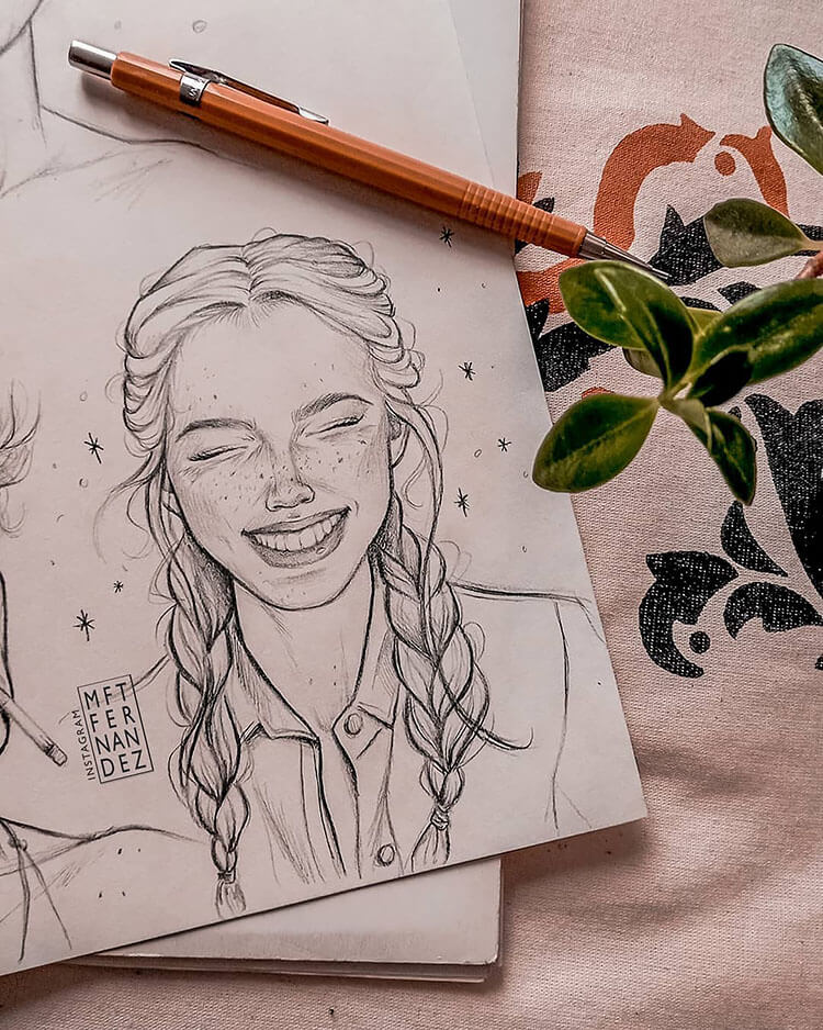 girl smiling sketch