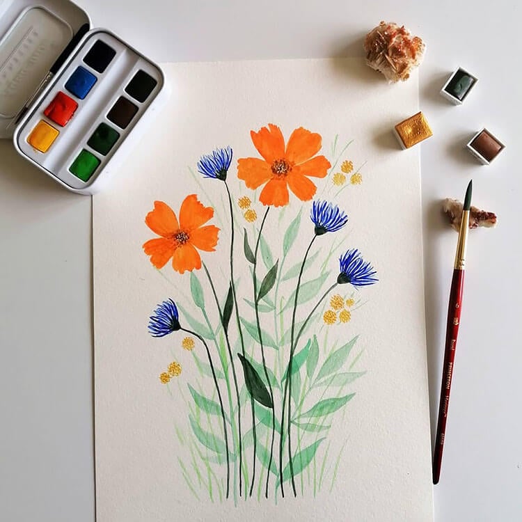 20 Easy Watercolor Flower Paintings to Inspire You - Beautiful Dawn Designs