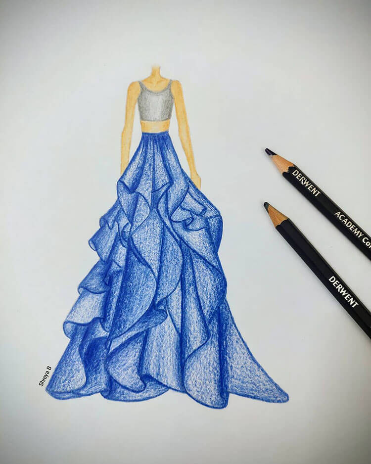 drawings of dresses with color