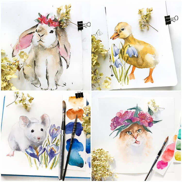 easy watercolor animals