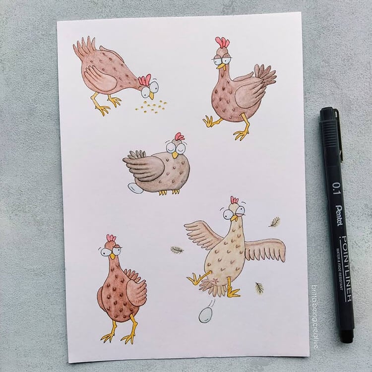 Easy Chicken Drawing Ideas - Beautiful Dawn Designs