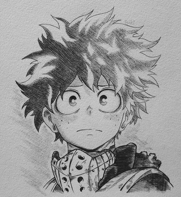 Izuku Midoriya drawing