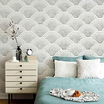 DIY WALL STENCIL WITH BLACK DOTS