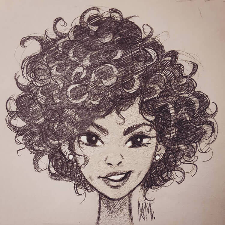 BLACK WOMAN WITH CURLY HAIR