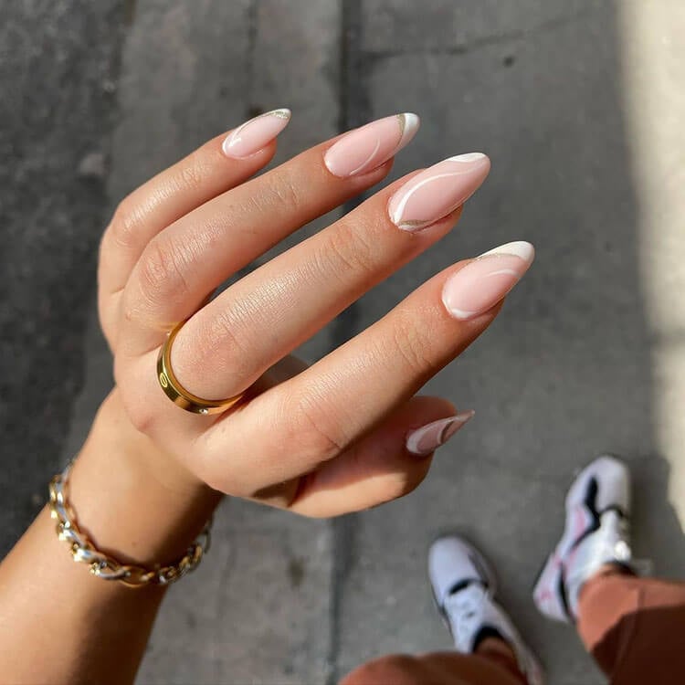 white and glitter nails