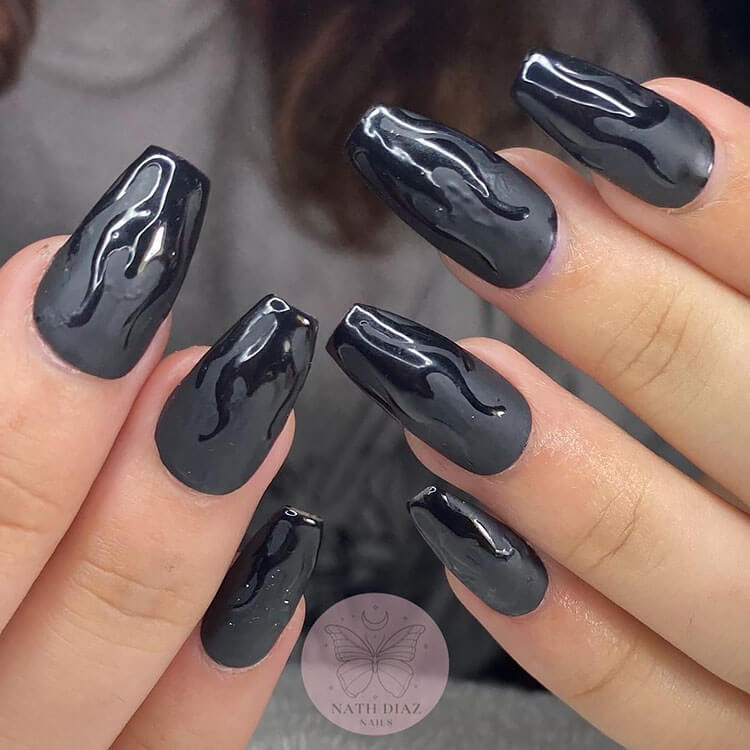 Matte Nails with Glossy Flame