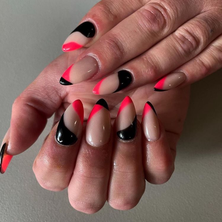 black and pink nails designs