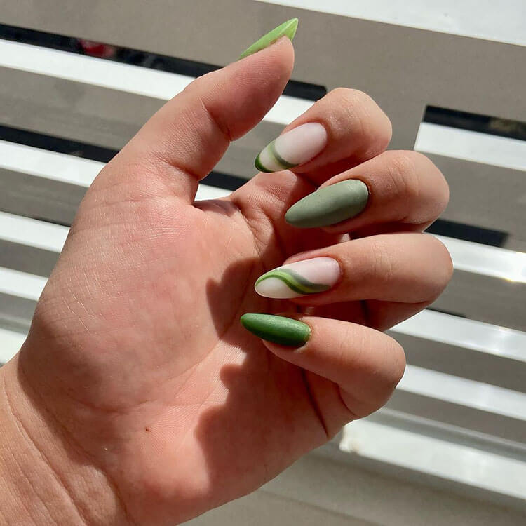 matte green nails