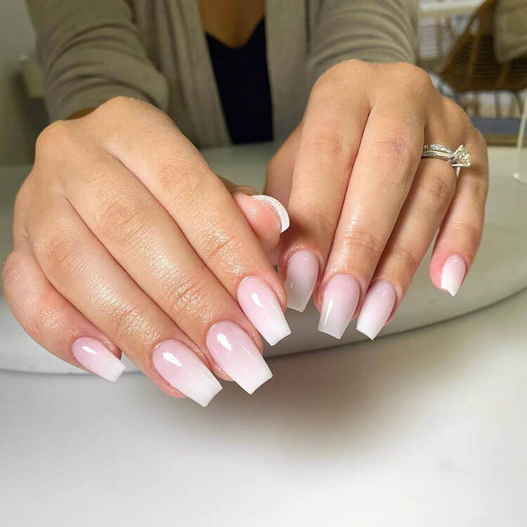 light pink and white nails