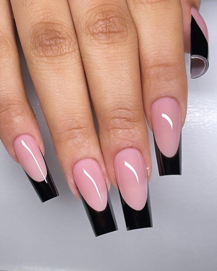 black french tip coffin nails