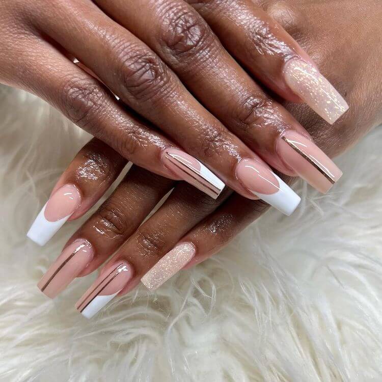 brown and white nails