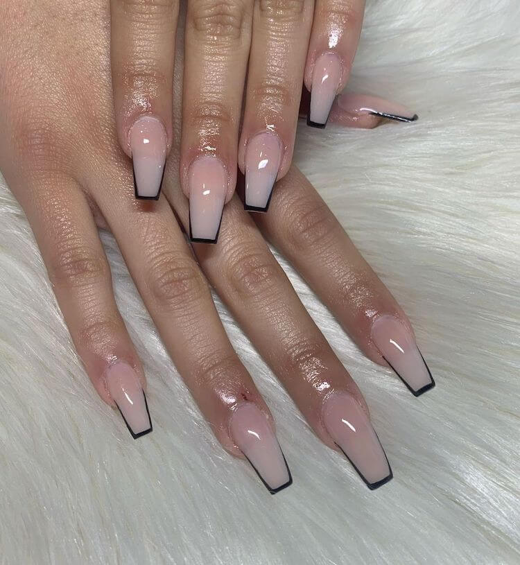 modern black tips nails