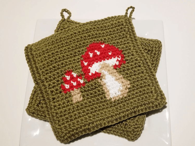 Mushroom Granny Square Crochet Pattern 