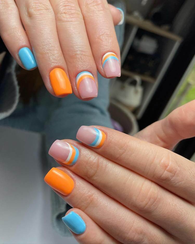 orange and blue nails