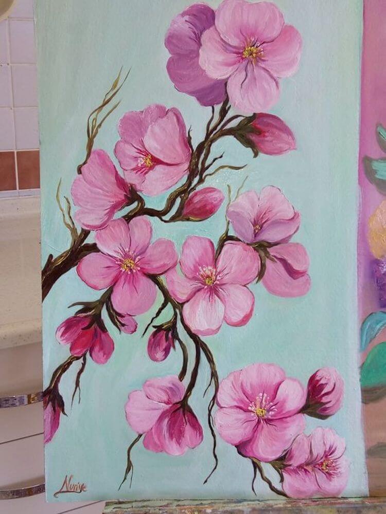 cool acrylic flower paintings