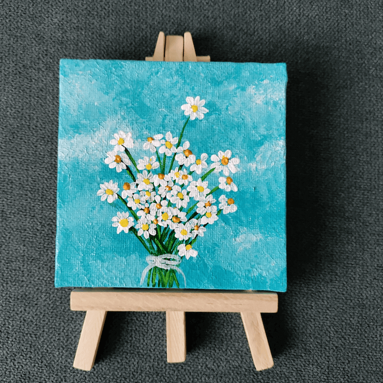 painting flowers in acrylic step by step