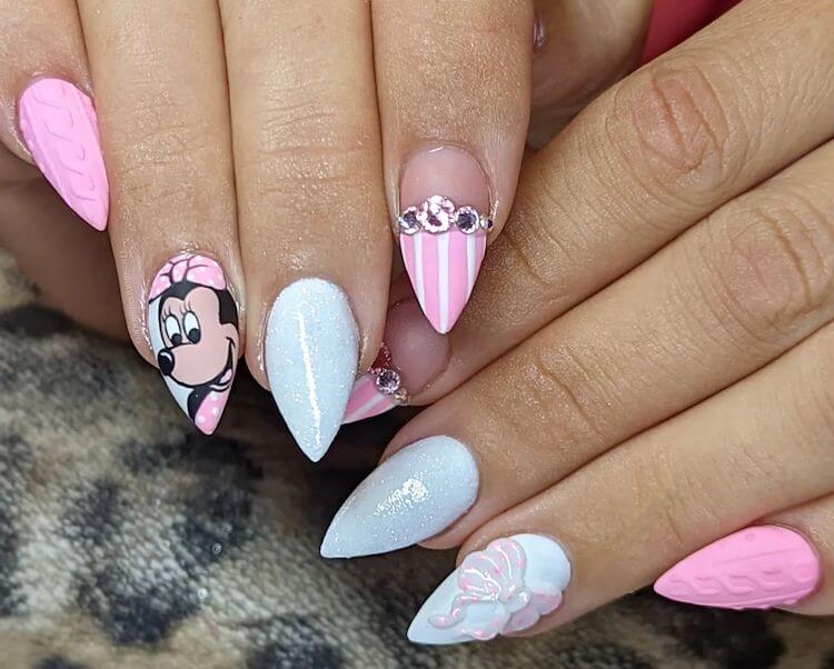 Pink Minnie Mouse Nails