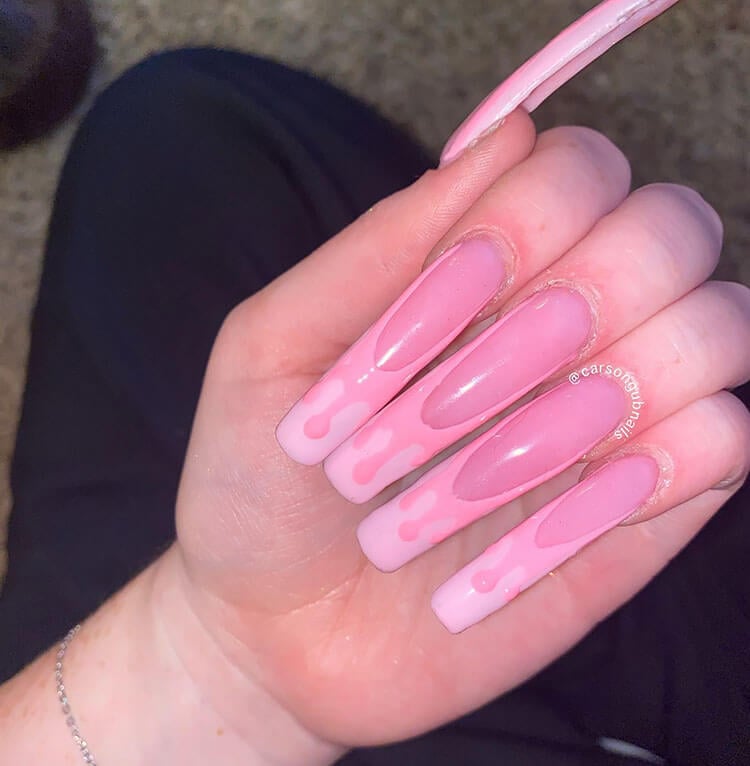 Pink Drip nails