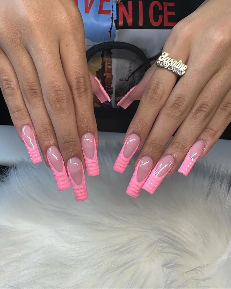 Crocodile Pink French Tips