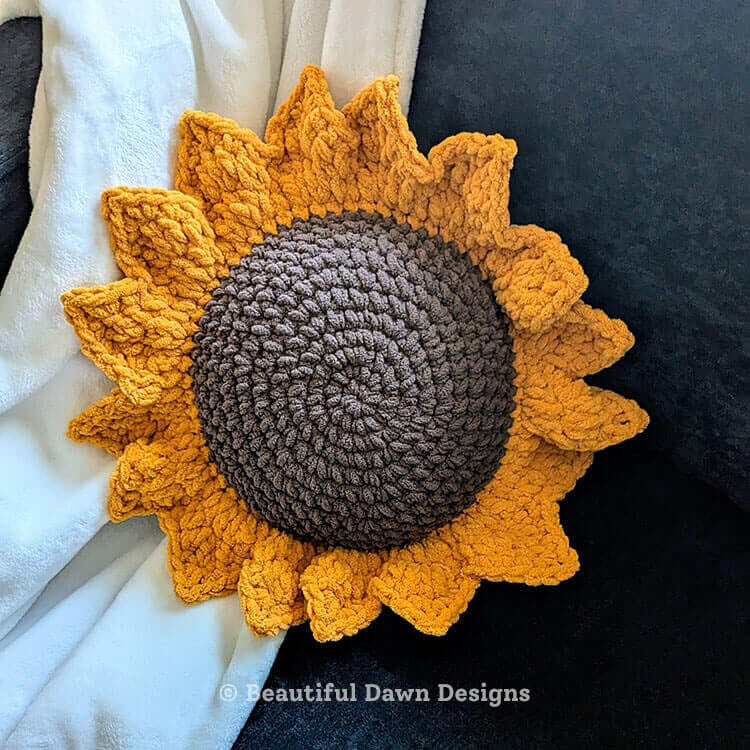 Sunflower Crochet Pillow