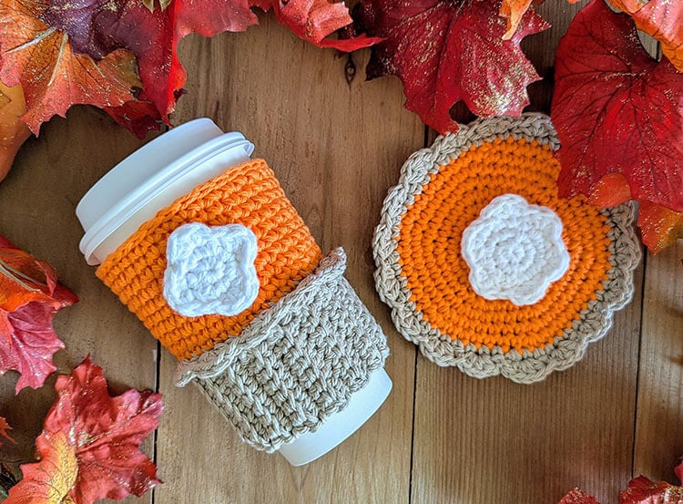 Pumpkin Pie Crochet Cup Cozy and Coaster