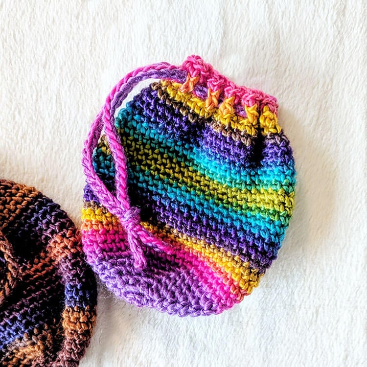 colorful crochet pouch