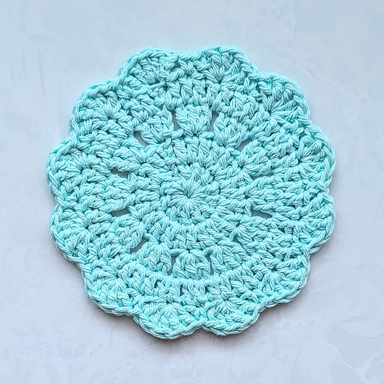 Bright New Day Coaster Crochet Pattern Light Blue Color