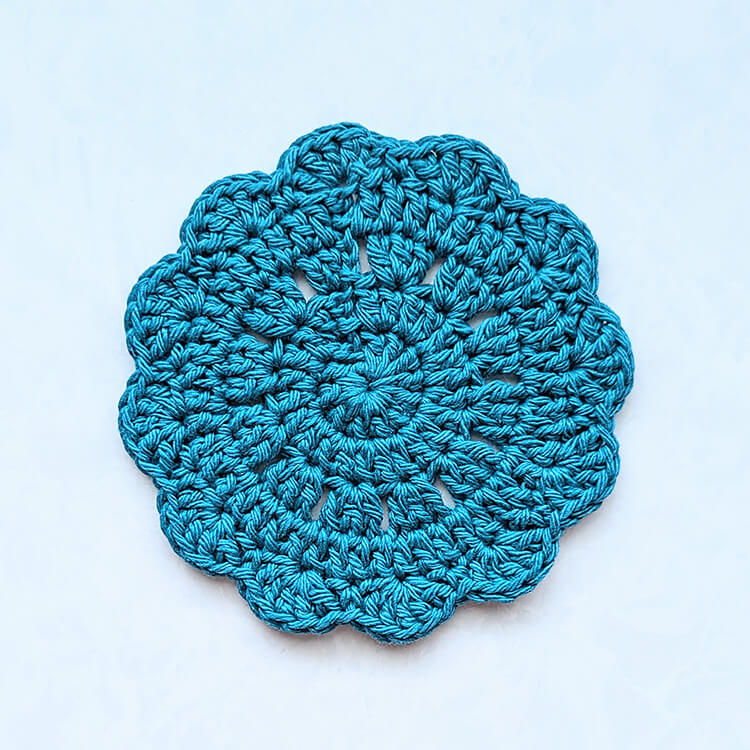 Bright New Day Coaster Crochet Pattern Teal Color