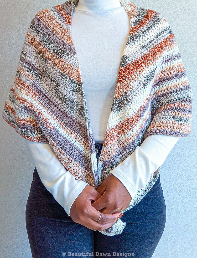 Double Crochet Triangle Shawl Full View