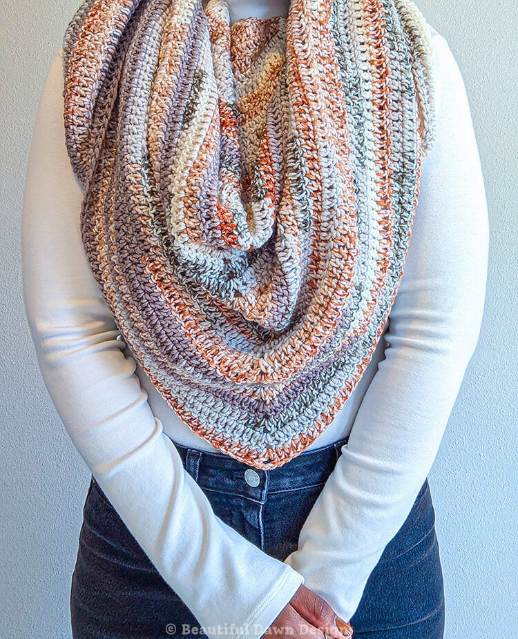 Double Crochet Triangle Shawl Wrapped Like Scarf