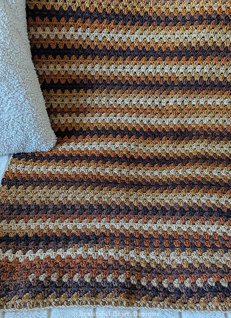 Vintage Granny Stripe Blanket on Couch