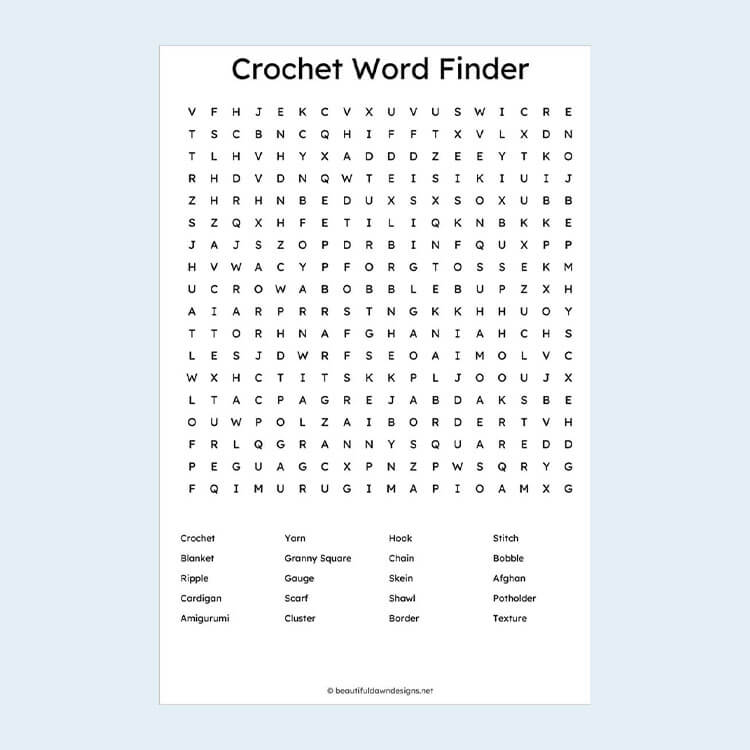 crochet word finder